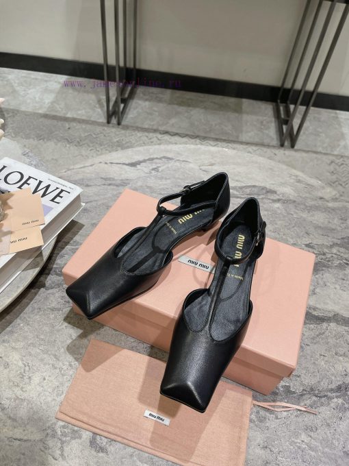 MIU MIU 24 Spring/Summer New Collection Retro Square Head Thick Heel Cool DragSimple yet cla63i18b2c - Image 6