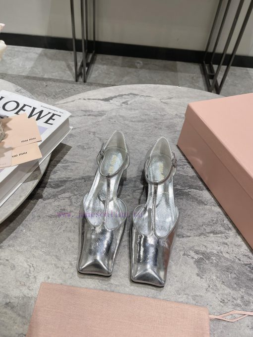 MIU MIU 24 Spring/Summer New Collection Retro Square Head Thick Heel Cool DragSimple yet cladegtw375 - Image 2