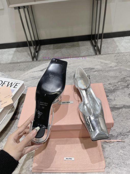 MIU MIU 24 Spring/Summer New Collection Retro Square Head Thick Heel Cool DragSimple yet cladegtw375 - Image 8
