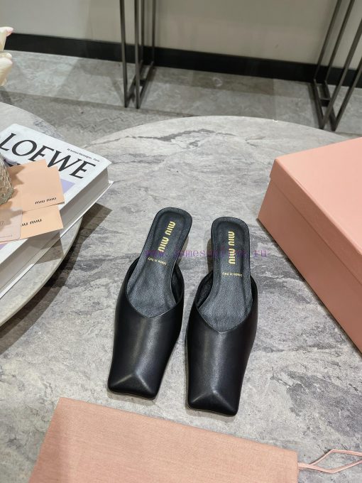 MIU MIU 24 Spring/Summer New Collection Retro Square Head Thick Heel Cool DragSimple yet clagoumrjvq - Image 2