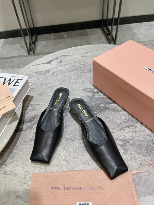 MIU MIU 24 Spring/Summer New Collection Retro Square Head Thick Heel Cool DragSimple yet clagoumrjvq - Image 3