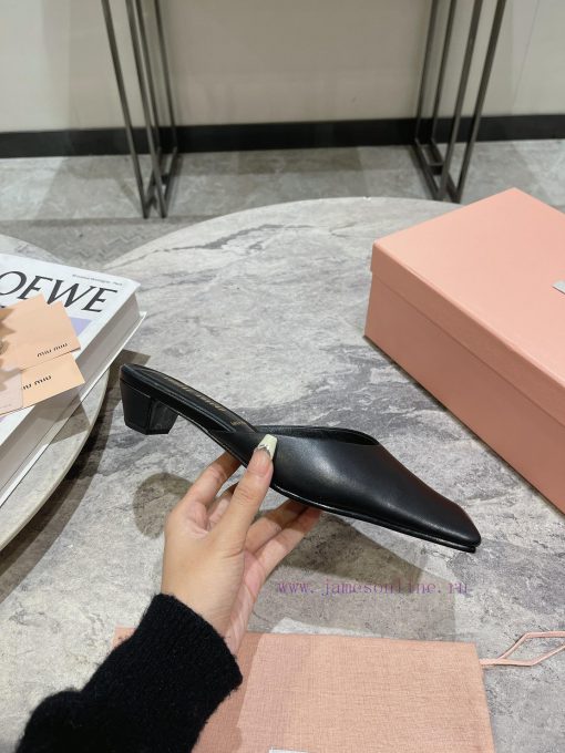 MIU MIU 24 Spring/Summer New Collection Retro Square Head Thick Heel Cool DragSimple yet clagoumrjvq - Image 5