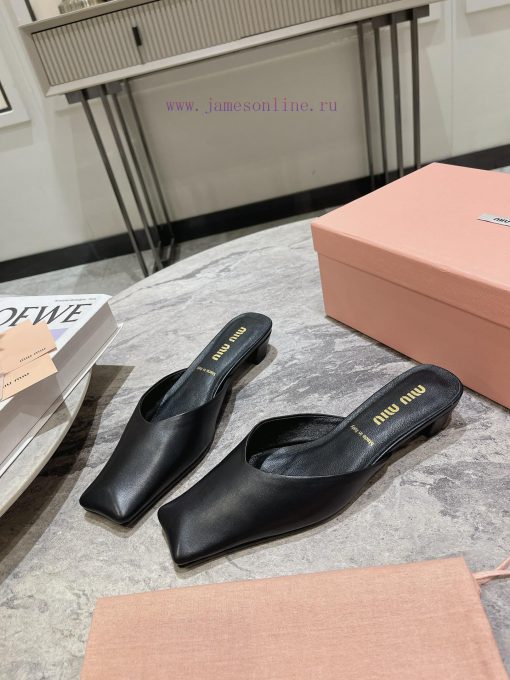 MIU MIU 24 Spring/Summer New Collection Retro Square Head Thick Heel Cool DragSimple yet clagoumrjvq - Image 6
