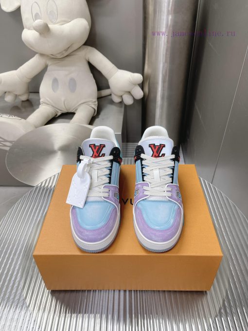 Couple style macaron series pure manual abrasion process 𝙇𝙑𝘁𝗿𝗮𝗶𝗻𝗲𝗿 low top sports shoes, cus93ziqidf