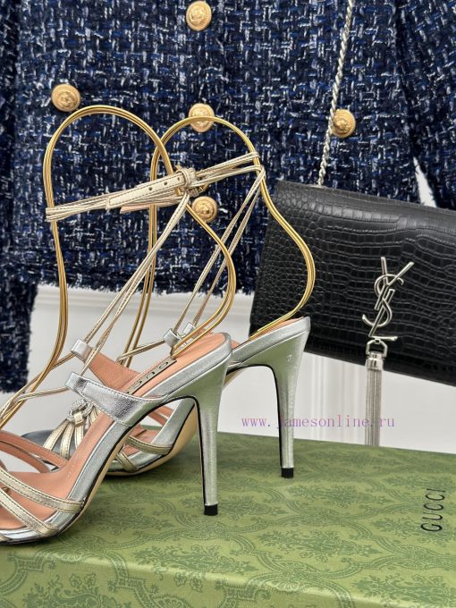Gucci24S Spring/Summer New Product: Horseneck BuckleHigh heeled sandalsThe fabric is made of6xvqkckq - Image 7