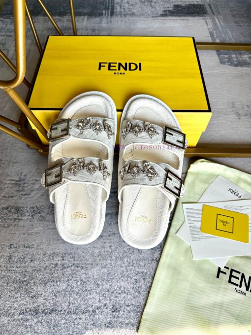 FENDI's latest popular double strap flat slippers with FF functional buckle, adorned with FFjbbfv4jn - Image 5