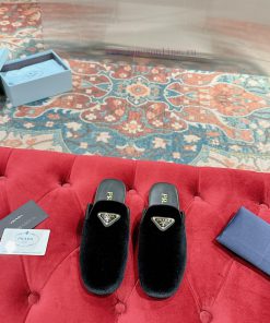 ️  Prada Velvet Flat Shoes Top of the line Many internet celebrities Injection molded triangbaiwb8yn