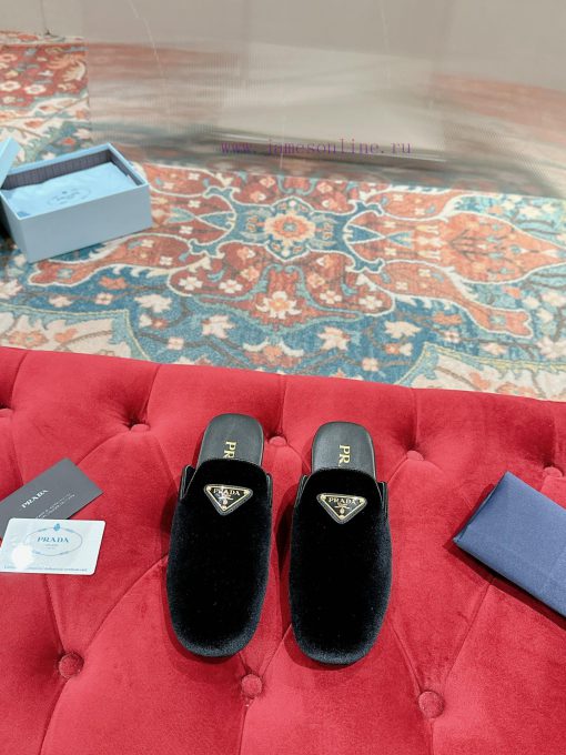 ️  Prada Velvet Flat Shoes Top of the line Many internet celebrities Injection molded triangbaiwb8yn