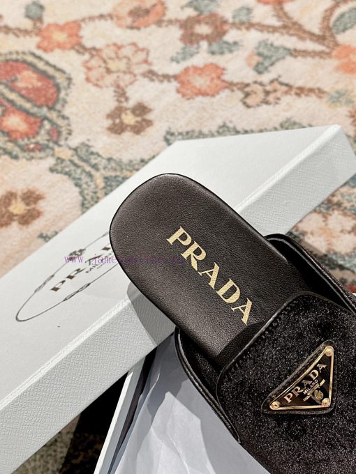 ️  Prada Velvet Flat Shoes Top of the line Many internet celebrities Injection molded triangbaiwb8yn - Image 5