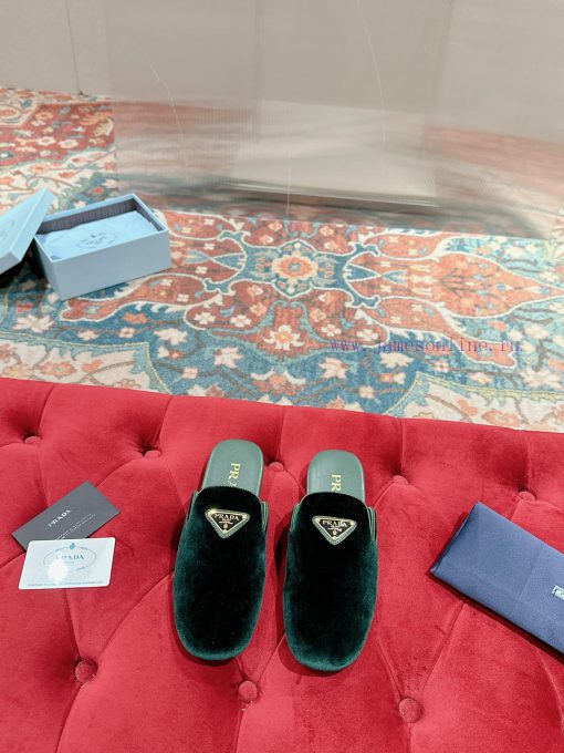 ️  Prada Velvet Flat Shoes Top of the line Many internet celebrities Injection molded triangivglszco - Image 2