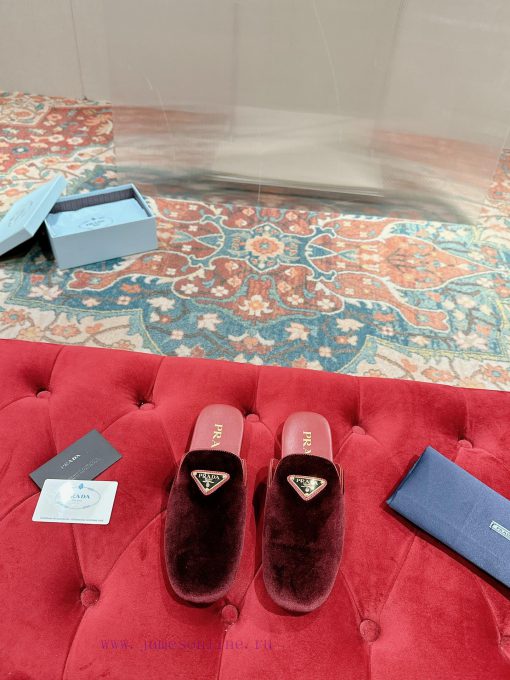 ️  Prada Velvet Flat Shoes Top of the line Many internet celebrities Injection molded triangqbz0rtx4 - Image 2