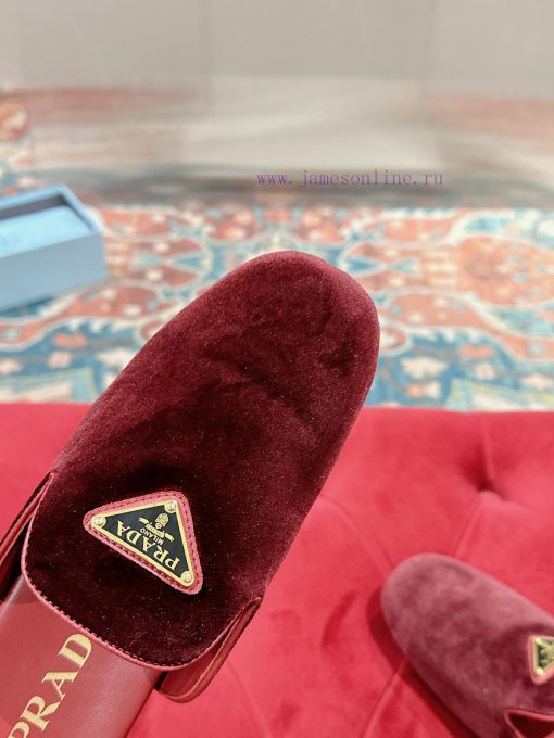 ️  Prada Velvet Flat Shoes Top of the line Many internet celebrities Injection molded triangqbz0rtx4 - Image 8
