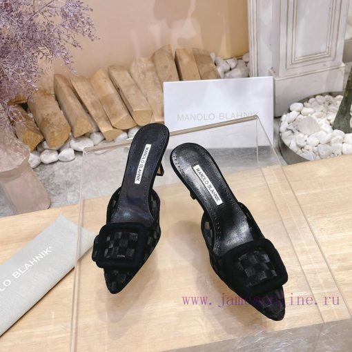 🤍MANOLO BLAHNlK 2024 The new Mb fashionable women's high-heeled checkered cloth M ü ller sl05qcw2v7 - Image 3