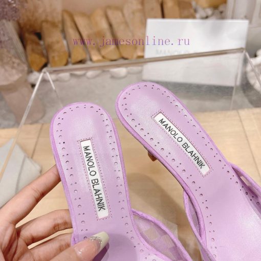 🤍 MANOLO BLAHNlK 2024 New Mb Fashion Little Women's High Heels Checkered Cloth Mill Slipperjwaaoo41 - Image 8