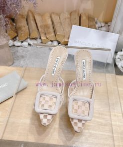 🤍MANOLO BLAHNlK 2024 The new Mb fashionable women's high-heeled checkered cloth M ü ller sltu0dpcrb