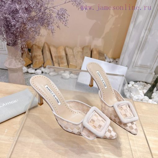 🤍MANOLO BLAHNlK 2024 The new Mb fashionable women's high-heeled checkered cloth M ü ller sltu0dpcrb - Image 8