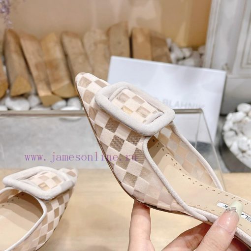 🤍MANOLO BLAHNlK 2024 The new Mb fashionable women's high-heeled checkered cloth M ü ller sltu0dpcrb - Image 9