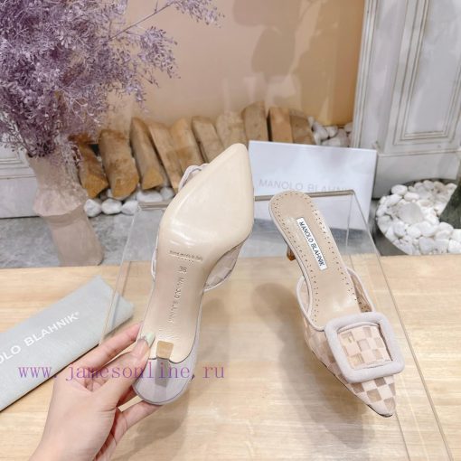 🤍MANOLO BLAHNlK 2024 The new Mb fashionable women's high-heeled checkered cloth M ü ller sltu0dpcrb - Image 10