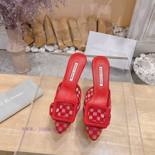 🤍MANOLO BLAHNlK 2024 The new Mb fashionable women's high-heeled checkered cloth M ü ller sleffq7mkr