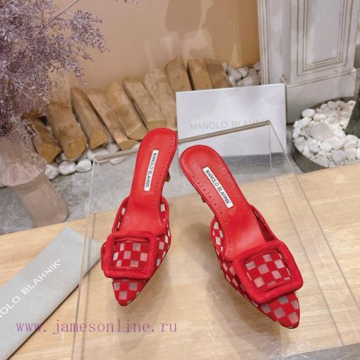 🤍MANOLO BLAHNlK 2024 The new Mb fashionable women's high-heeled checkered cloth M ü ller sleffq7mkr - Image 3