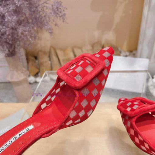 🤍MANOLO BLAHNlK 2024 The new Mb fashionable women's high-heeled checkered cloth M ü ller sleffq7mkr - Image 9