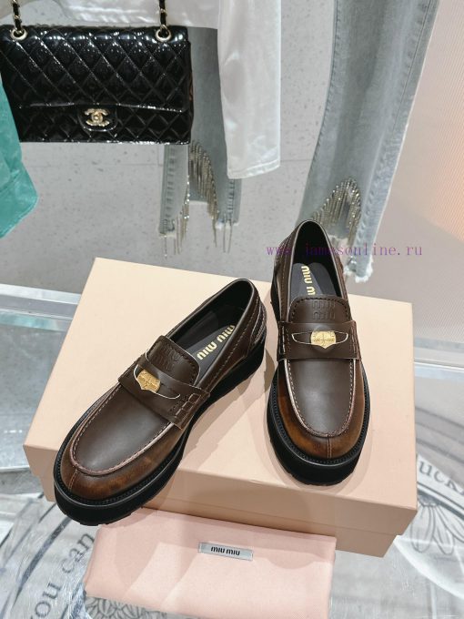 𝐌𝐢𝐮𝐌𝐢𝐮 Top qualityNew Product Launch | Retro Coin Driving Shoes Le Fu ShoesThis gold coin cawwjzg9yr - Image 4