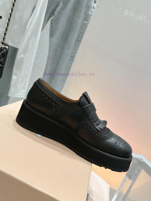 𝐌𝐢𝐮𝐌𝐢𝐮 Miu Miu's new thick soled Block leather shoesSelected imported polished cowhide materya2293de - Image 2