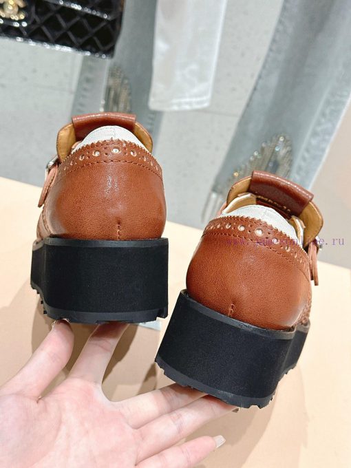 𝐌𝐢𝐮𝐌𝐢𝐮 Miu Miu's new thick soled Block leather shoesSelected imported polished cowhide materg0auacxk - Image 8