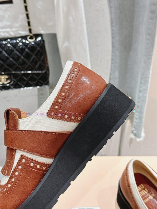 𝐌𝐢𝐮𝐌𝐢𝐮 Miu Miu's new thick soled Block leather shoesSelected imported polished cowhide materg0auacxk - Image 9