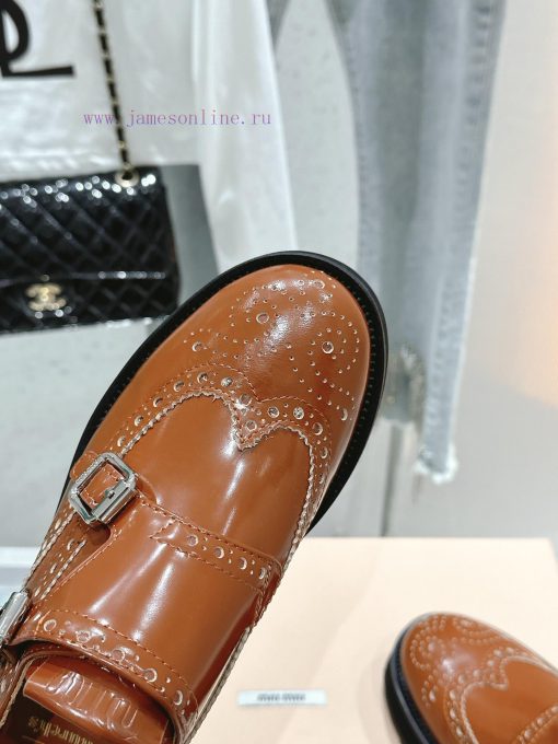 𝐌𝐢𝐮𝐌𝐢𝐮 Miu Miu's new thick soled Block leather shoesSelected imported polished cowhide matervwmjkvak - Image 7