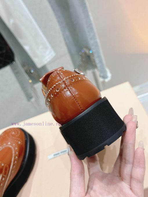 𝐌𝐢𝐮𝐌𝐢𝐮 Miu Miu's new thick soled Block leather shoesSelected imported polished cowhide matervwmjkvak - Image 8