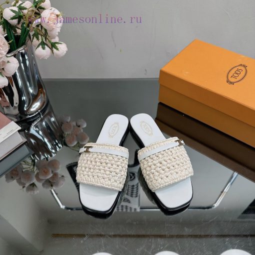 TOD * woven grass vine one word slippers——————————This cool mop is handmade with grass and rpfuxgxaq - Image 2