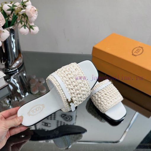 TOD * woven grass vine one word slippers——————————This cool mop is handmade with grass and rpfuxgxaq - Image 6