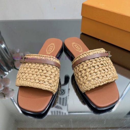 TOD * woven grass vine one word slippers——————————This cool mop is handmade with grass and rh34bnc5o - Image 3
