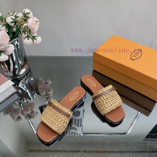 TOD * woven grass vine one word slippers——————————This cool mop is handmade with grass and rh34bnc5o - Image 4
