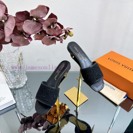 2024 early spring new LV donkey brand Louis Vuitton classic LV woven flower thick heel/flat 9eg2hwak