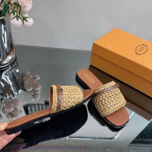 TOD * woven grass vine one word slippers——————————This cool mop is handmade with grass and rh34bnc5o - Image 6