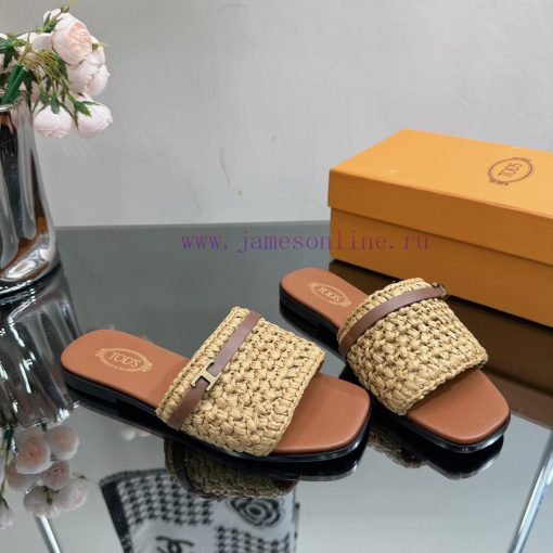 TOD * woven grass vine one word slippers——————————This cool mop is handmade with grass and rh34bnc5o - Image 7