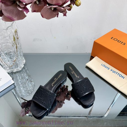 2024 early spring new LV donkey brand Louis Vuitton classic LV woven flower thick heel/flat 9eg2hwak - Image 3