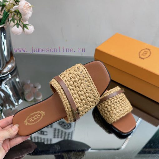 TOD * woven grass vine one word slippers——————————This cool mop is handmade with grass and rh34bnc5o - Image 9