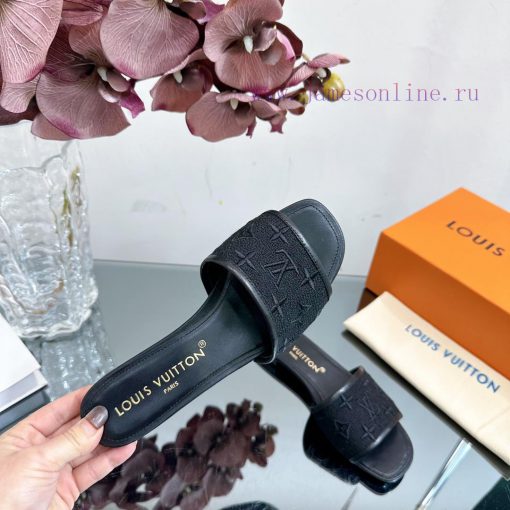 2024 early spring new LV donkey brand Louis Vuitton classic LV woven flower thick heel/flat 9eg2hwak - Image 5
