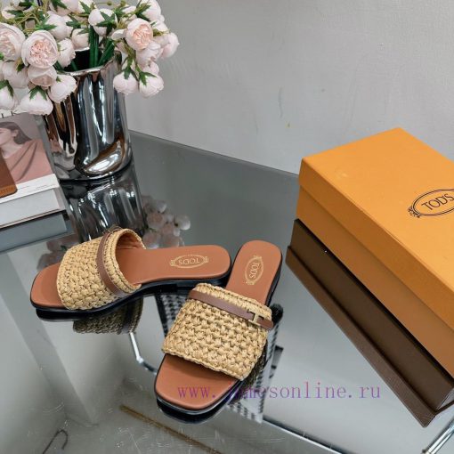 TOD * woven grass vine one word slippers——————————This cool mop is handmade with grass and rh34bnc5o - Image 10