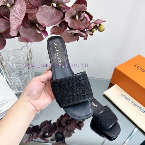 2024 early spring new LV donkey brand Louis Vuitton classic LV woven flower thick heel/flat 9eg2hwak - Image 7