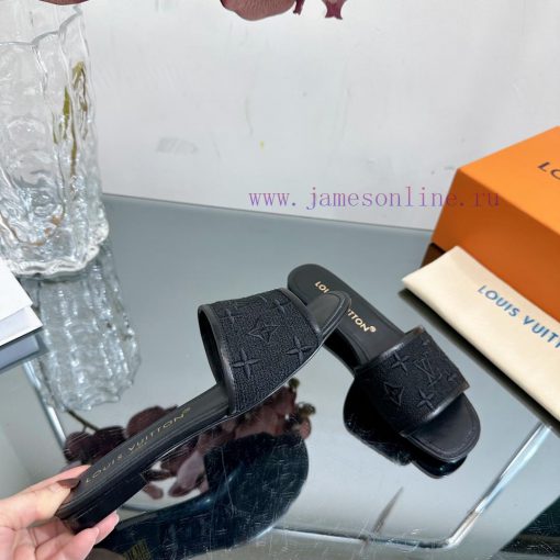 2024 early spring new LV donkey brand Louis Vuitton classic LV woven flower thick heel/flat 9eg2hwak - Image 8