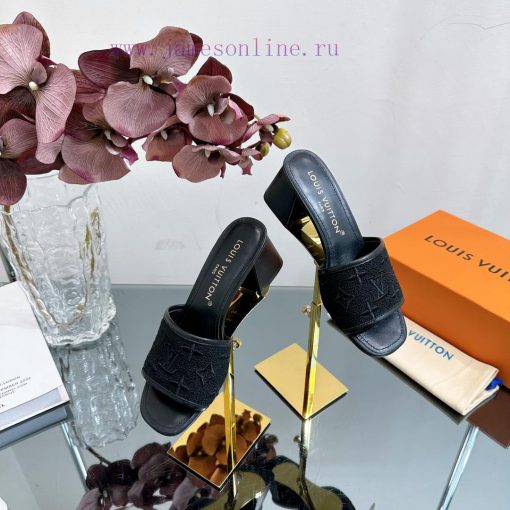 2024 early spring new LV donkey brand Louis Vuitton classic LV woven flower thick heel/flat loqal1b0