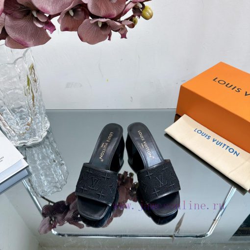 2024 early spring new LV donkey brand Louis Vuitton classic LV woven flower thick heel/flat loqal1b0 - Image 3