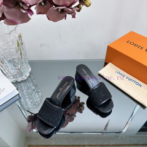 2024 early spring new LV donkey brand Louis Vuitton classic LV woven flower thick heel/flat loqal1b0 - Image 4
