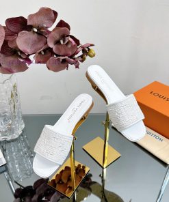 2024 early spring new LV donkey brand Louis Vuitton classic LV woven flower thick heel/flat y11q14yp