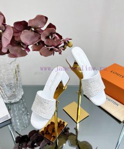 2024 early spring new LV donkey brand Louis Vuitton classic LV woven flower thick heel/flat mcaptwsr