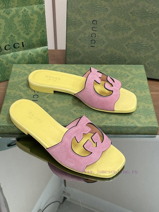 2024 Summer New Collection in Stock, Gucci High Quality Slippers Double G Hollow Oil Edge Cro124zjtb